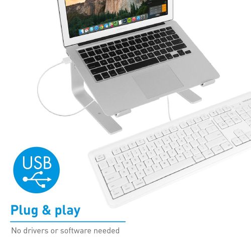  Macally Full Size USB Wired Computer Keyboard with Built-In 2-Port USB Hub - Perfect for your Mouse & 16 Apple Shortcut Keys for Mac OS, Apple iMac, Mac Mini, Macbook Pro/Air (XKEY