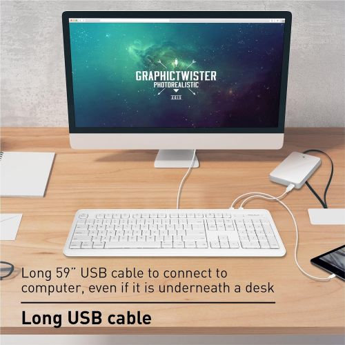  Macally Full Size USB Wired Computer Keyboard with Built-In 2-Port USB Hub - Perfect for your Mouse & 16 Apple Shortcut Keys for Mac OS, Apple iMac, Mac Mini, Macbook Pro/Air (XKEY