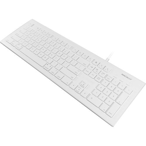  Macally 103 Key Full-Size USB Keyboard With Shortcut Keys for Mac (White)