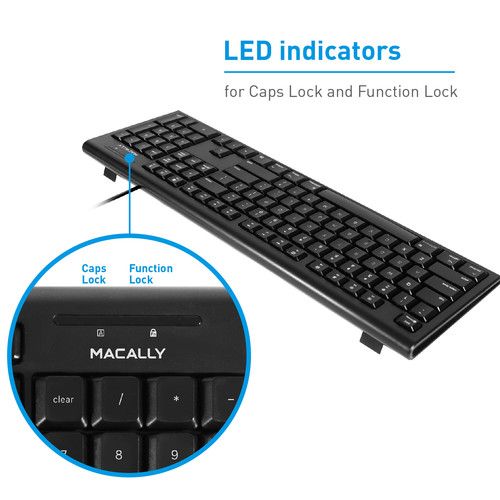  Macally 104 Key Full-Size USB Keyboard (Black)
