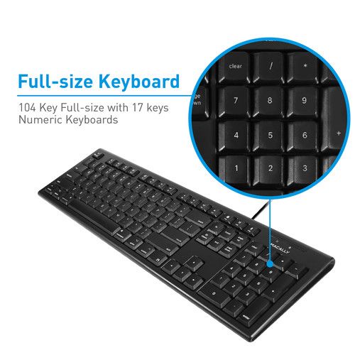  Macally 104 Key Full-Size USB Keyboard (Black)