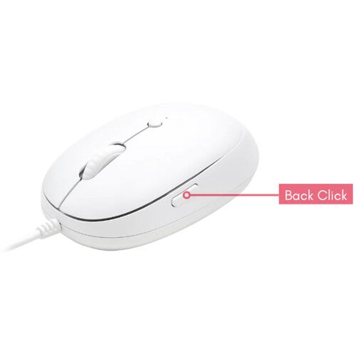  Macally USB-C Mouse for Mac with Back Button (White)