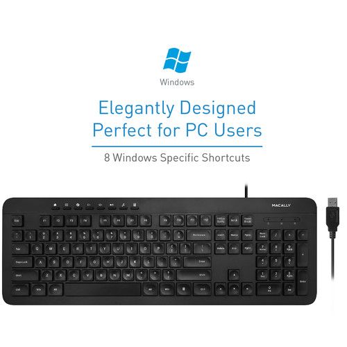  Macally Full Size 112 Key USB Keyboard for PC