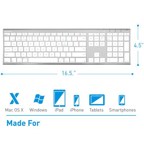  Macally Wireless Bluetooth Keyboard (Aluminum Silver)