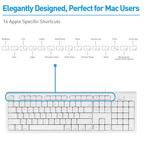  Macally 104 Key Full-Size USB Keyboard (White)