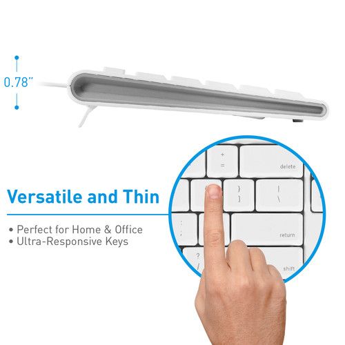  Macally 104 Key Full-Size USB Keyboard (White)