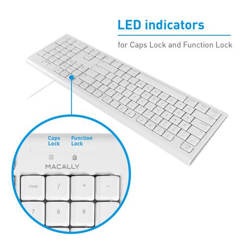  Macally 104 Key Full-Size USB Keyboard (White)