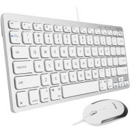 Macally Compact Aluminum USB Keyboard and Quiet Click Mouse Combo Set (White)