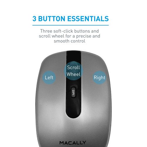  Macally Rechargeable Wireless Optical RF Mouse for Mac & Windows