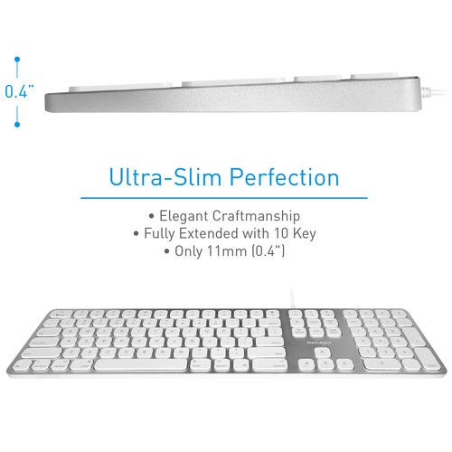  Macally Slim USB Wired Keyboard with 2 USB Ports