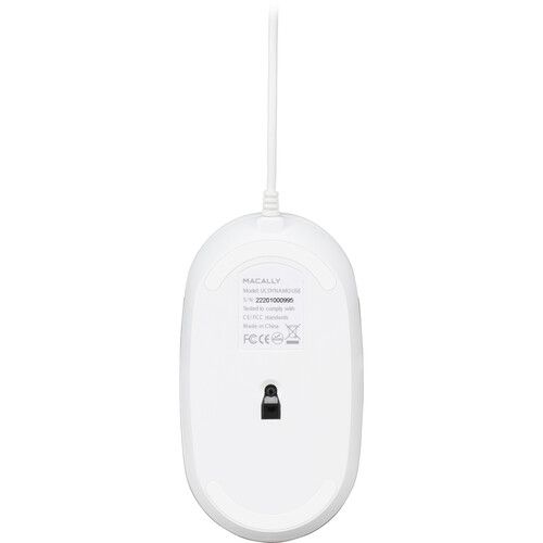  Macally USB Type-C Optical Silent Click Mouse (White with Silver Trim)