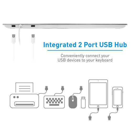  Macally Ultra-Slim USB Wired Keyboard with 2 USB Ports (Mac)