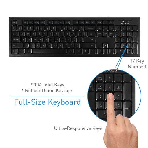  Macally 104-Key Wireless RF Keyboard for PC