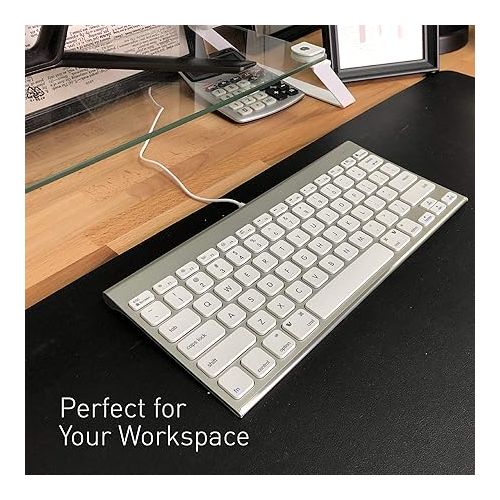  Macally Wired Mac Keyboard and an Aluminum Ergonomic Laptop Stand, Sleek Apple Accessories Add to Your Workplace