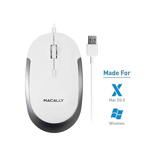  Macally Wired Mac Keyboard and a Silent Mouse with Adjustable DPI, Upgrade Your Workspace