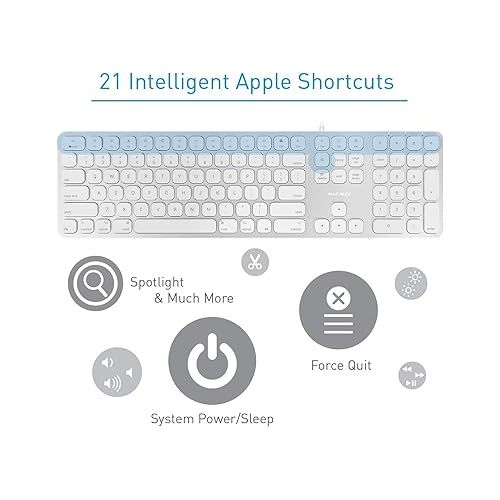  Macally Wired Mac Keyboard and a Silent Mouse with Adjustable DPI, Upgrade Your Workspace