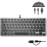 Macally Wired Keyboard for Mac with USB Hub (2X USB-C / 1x USB-A) - Compatible Small Apple Keyboard with 2 in 1 USB Plug - Save Space with an USB C Keyboard for MacBook Pro/Air, Mac Mini, iMac