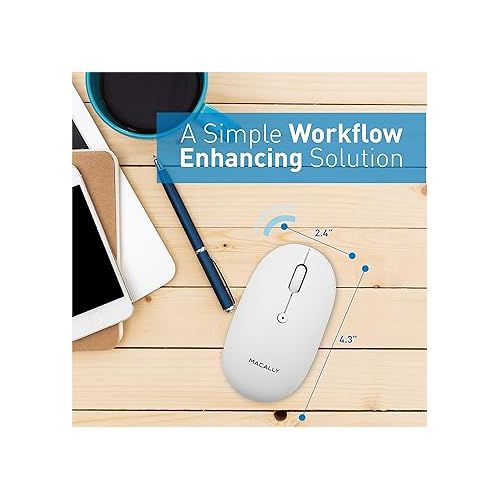  Macally Wireless Bluetooth Rechargeable Mouse and a Wireless Bluetooth Keyboard for Mac & PC, Classic Apple Essentials