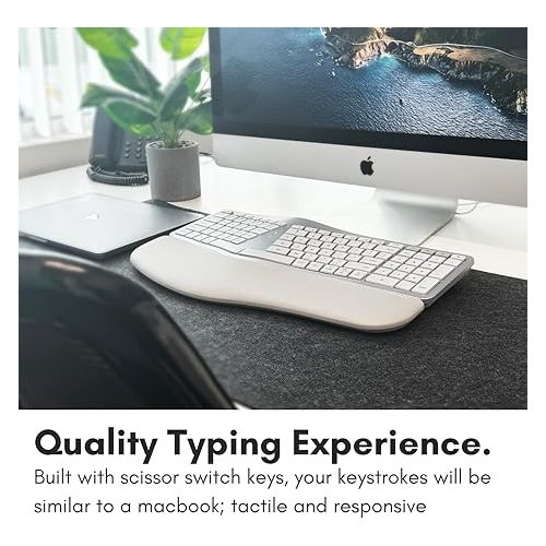  Macally Backlit Bluetooth Ergonomic Keyboard for Mac - Sculpted for Comfort - Wireless Ergonomic Keyboard (100-Key MacOS Layout) - Rechargeable Split Keyboard Ergonomic - MacBook, iMac, iPad, iPhone