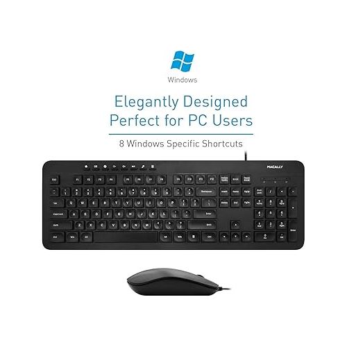  Macally Wired Keyboard & Mouse Combo and an Adjustable Vertical Laptop Stand, Protect Your Laptop