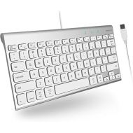 Macally USB Wired Keyboard for Mac and Windows PC - Space Saving Compatible Small Apple Keyboard - 78 Keys External Mac Keyboard for MacBook Pro/Air, iMac, Desktop Mac Mini - Silver Aluminum