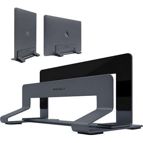  Macally Mini Space Grey Keyboard and an Adjustable Space Grey Vertical Laptop Stand, Classy Mac Accessories