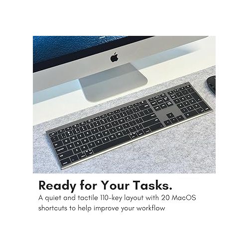  Macally Wireless Bluetooth Keyboard for Mac - Compatible Apple Keyboard Wireless for Mac iOS PC Android - Switch Between 3 Devices with Multi Device Mac Bluetooth Keyboard for MacBook Pro/Air, iMac