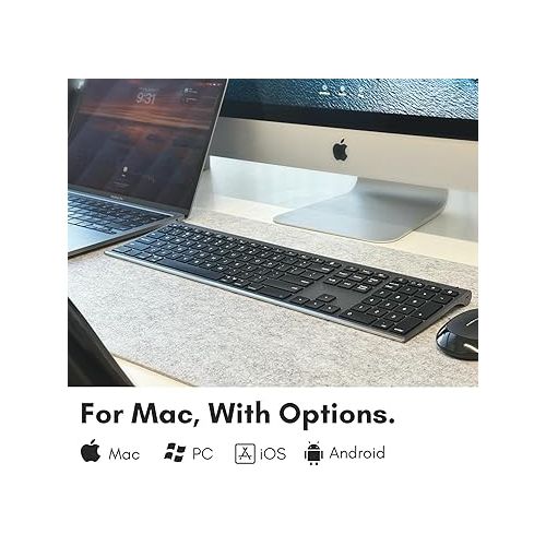  Macally Wireless Bluetooth Keyboard for Mac - Compatible Apple Keyboard Wireless for Mac iOS PC Android - Switch Between 3 Devices with Multi Device Mac Bluetooth Keyboard for MacBook Pro/Air, iMac