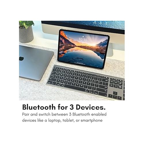  Macally Wireless Bluetooth Keyboard for Mac - Compatible Apple Keyboard Wireless for Mac iOS PC Android - Switch Between 3 Devices with Multi Device Mac Bluetooth Keyboard for MacBook Pro/Air, iMac