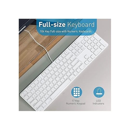  Macally Slim Wired Keyboard and a Silent Wired Mouse, Classic Apple Essentials