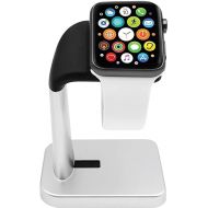 Macally Apple Watch Stand for Series Ultra, 9, 8, 7, 6, 5, 4, 3, 2, 1, SE (44mm, 42mm, 40mm, 38mm) - Sleek Nightstand for Apple Watch Charger Stand Dock Holder - Sleek iWatch Charging Station - Silver