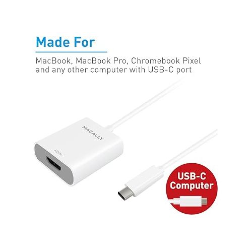  Macally USB-C to HDMI Adapter, 4K Resolution, Compact & Portable