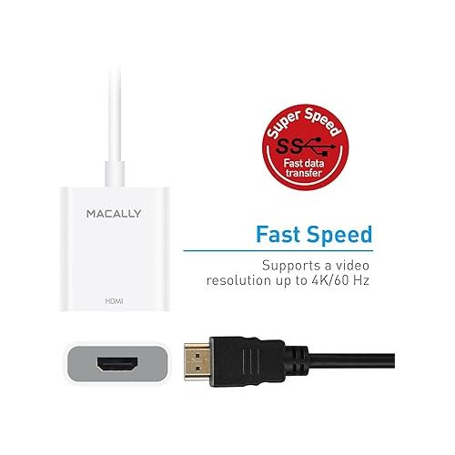  Macally USB-C to HDMI Adapter, 4K Resolution, Compact & Portable