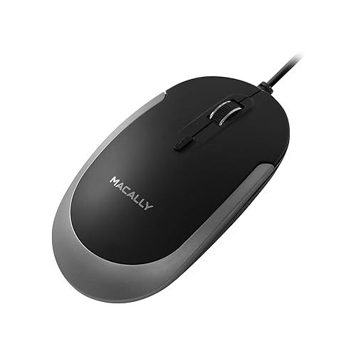  MacAlly UCDYNAMOUSE-SG USB-C Optical Silent Click Mouse with 2 Buttons, Scrollwheel and DPI Button for Mac and PC with USB-C Port Black & Space Gray