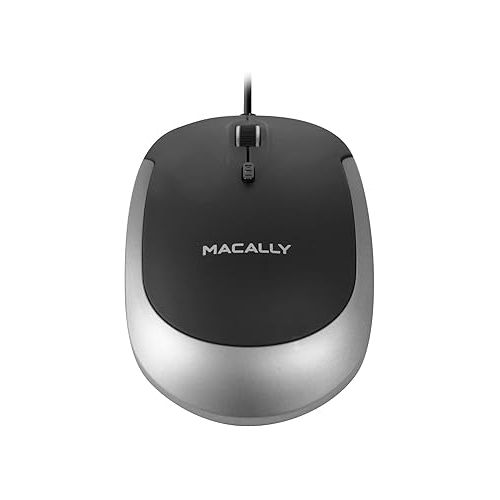  MacAlly UCDYNAMOUSE-SG USB-C Optical Silent Click Mouse with 2 Buttons, Scrollwheel and DPI Button for Mac and PC with USB-C Port Black & Space Gray