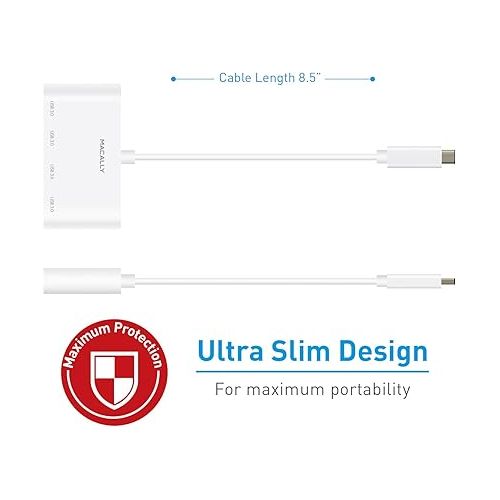  Macally Uchub4 USB-C Hub 10 CM Cable White with 4 USB-A Ports