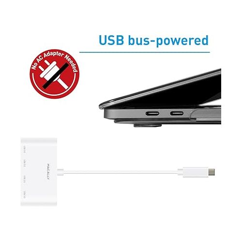  Macally Uchub4 USB-C Hub 10 CM Cable White with 4 USB-A Ports