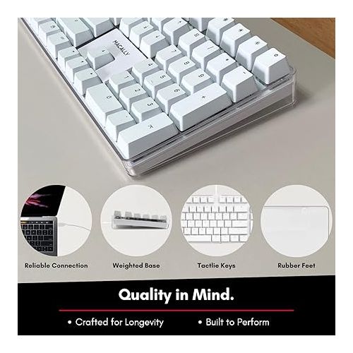  Macally Backlit Mechanical Keyboard for Mac - Quality You Can Feel - Classic Mac Mechanical Keyboard with Brown Switches for Comfortable Typing - 104 Key Apple Keyboard Wired USB with Weighted Base