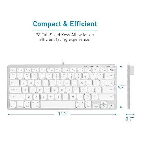  Macally USB C Wired Mouse and a USB C Mini Wired Keyboard, Perfect Companion for USB C Devices