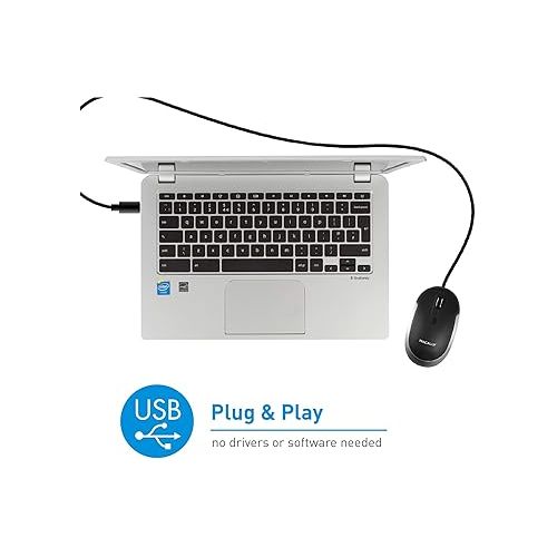  Macally USB C Wired Mouse and a USB C Mini Wired Keyboard, Perfect Companion for USB C Devices