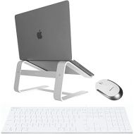 Macally Ultra Slim Wired Computer Keyboard, Silent Wired Mouse, and an Ergonomic Laptop Stand, Work from Home Efficiently
