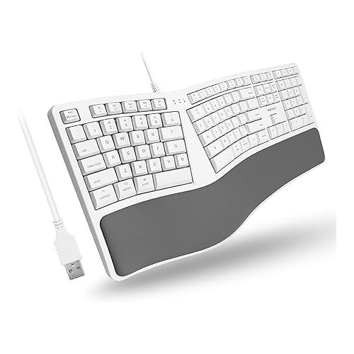  Macally Wired Mac Keyboard with Wrist Rest and a USB Wired Mouse, Ergonomic Comfort