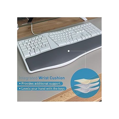  Macally Wired Mac Keyboard with Wrist Rest and a USB Wired Mouse, Ergonomic Comfort