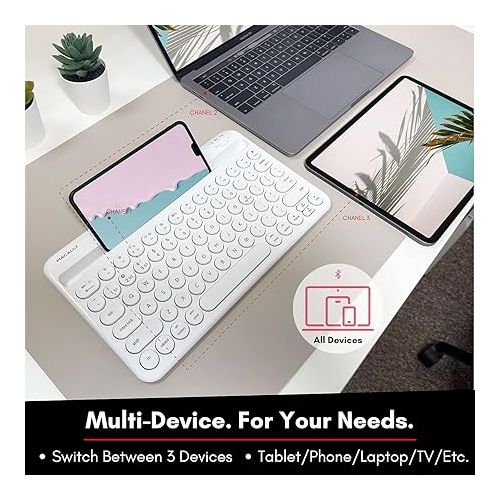  Macally Compact Bluetooth Keyboard and a Vertical Laptop Stand, Achieve an Organized Desk