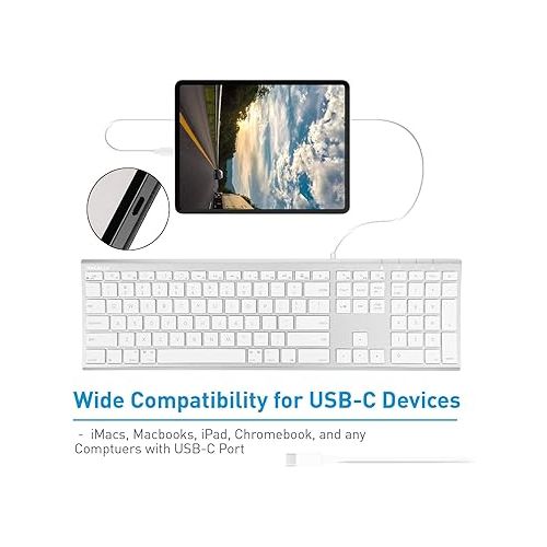  Macally USB C Mac Keyboard and a Wired USB C Mouse, Perfect Accessories for New MacBooks