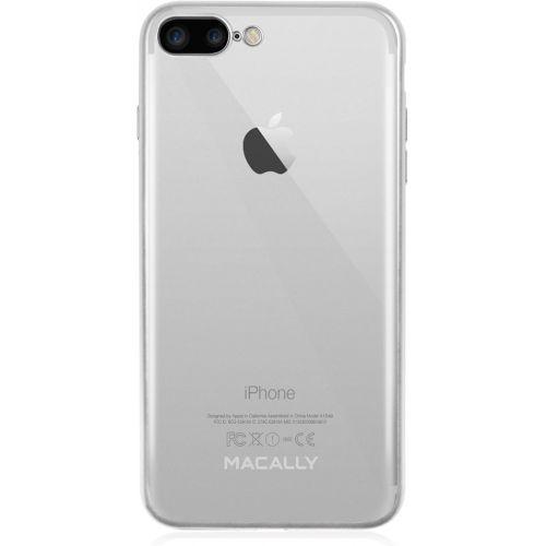  iPhone 7 Plus Soft Case, Macally Ultra Thin Flexible Transparent Case with Matte Silver Trim for Apple iPhone 7+