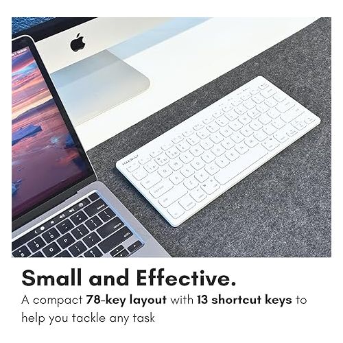  Macally Small Bluetooth Keyboard for Mac - Multi Device Wireless Keyboard for Mac Mini / Pro, Macbook Pro / Air, iMac, iPad, iPhone, PC Computer, Laptop - Compatible Apple Keyboard Wireless Compact