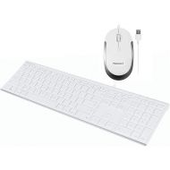 Macally Ultra Slim Wired Computer Keyboard and a Silent Wired Mouse, Essential Office Accessories