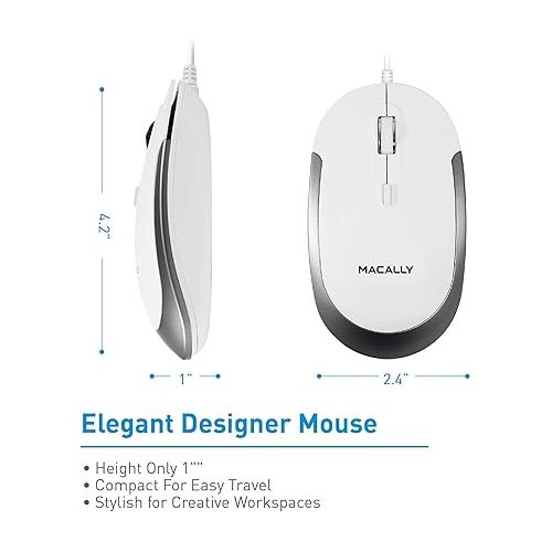  Macally Ultra Slim Wired Computer Keyboard and a Silent Wired Mouse, Essential Office Accessories