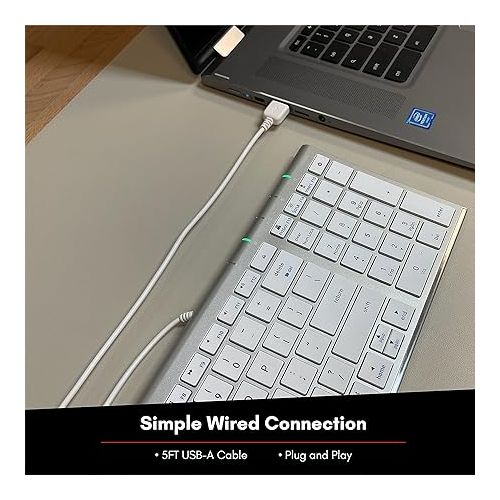  Macally Compact Wired Keyboard and a Vertical Laptop Stand, Designed to Save Space